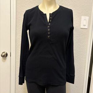 Womens Thermal Henley Top Size Large Y2K Waffle Knit Grunge Twilight